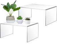 Lot de 2 supports de présentation réglables en acrylique de 12 pouces, type sol, minimalistes, étagères de 5 mm d'épaisseur pour armoires et aliments