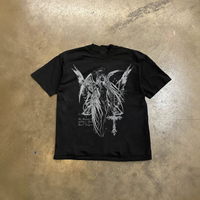 T-shirts pour hommes personnalisés, 250 g/m², 100 % coton, imprimé graphique ailes d'ange, style Y2K vintage, coupe ample, manches courtes