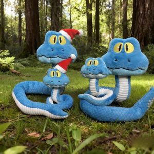 Boneka Ular Plush Biru Baru yang Dapat Disesuaikan Bentuknya, Hadiah Natal, Gantungan Kunci Mobil, Diisi dengan Kapas PP - Product Image 1