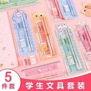 Ensemble de crayons d'école, gomme d'étudiant, taille-crayon, règle, ensemble de 5 pièces, papeterie, cadeau de fête <span class=keywords><strong>des</strong></span> enfants, fournitures d'apprentissage - Product Image 5