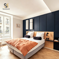 Ensembles de meubles de chambre d'hôtel de luxe royal en bois, ensemble complet de meubles de chambre avec lit queen size