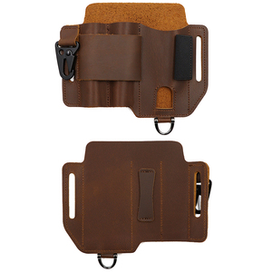 <span class=keywords><strong>Set</strong></span> EDC in Vera Pelle per Campeggio con Coltello Pieghevole, Accendino, Portachiavi, Fondina, Gancio a Aquila, Organizer Tascabile per Esterni - Product Image 3