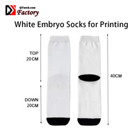 Chaussettes Embryon blanches OEM avec bout noir pour hommes et femmes unisexes Chaussettes vierges à motif d'athlète 3D avec impression par sublimation