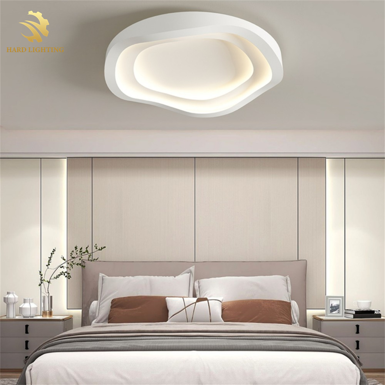 Nordic Minimalist White Household Round LED Acrylic Ceiling Light Bedroom Minimalist Warm Light Round Ceiling Light