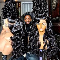 Perruques sans colle en cheveux naturels bruts, densité 250%, Lace Front, Ondulées Body Wave, Full HD Lace Frontal, en cheveux humains brésiliens, Vente en gros