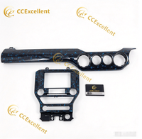 Intérieur en fibre de carbone personnalisé CCExcellent pour Ford Mustang 2015/2016/2017, carbone forgé avec des paillettes bleu clair