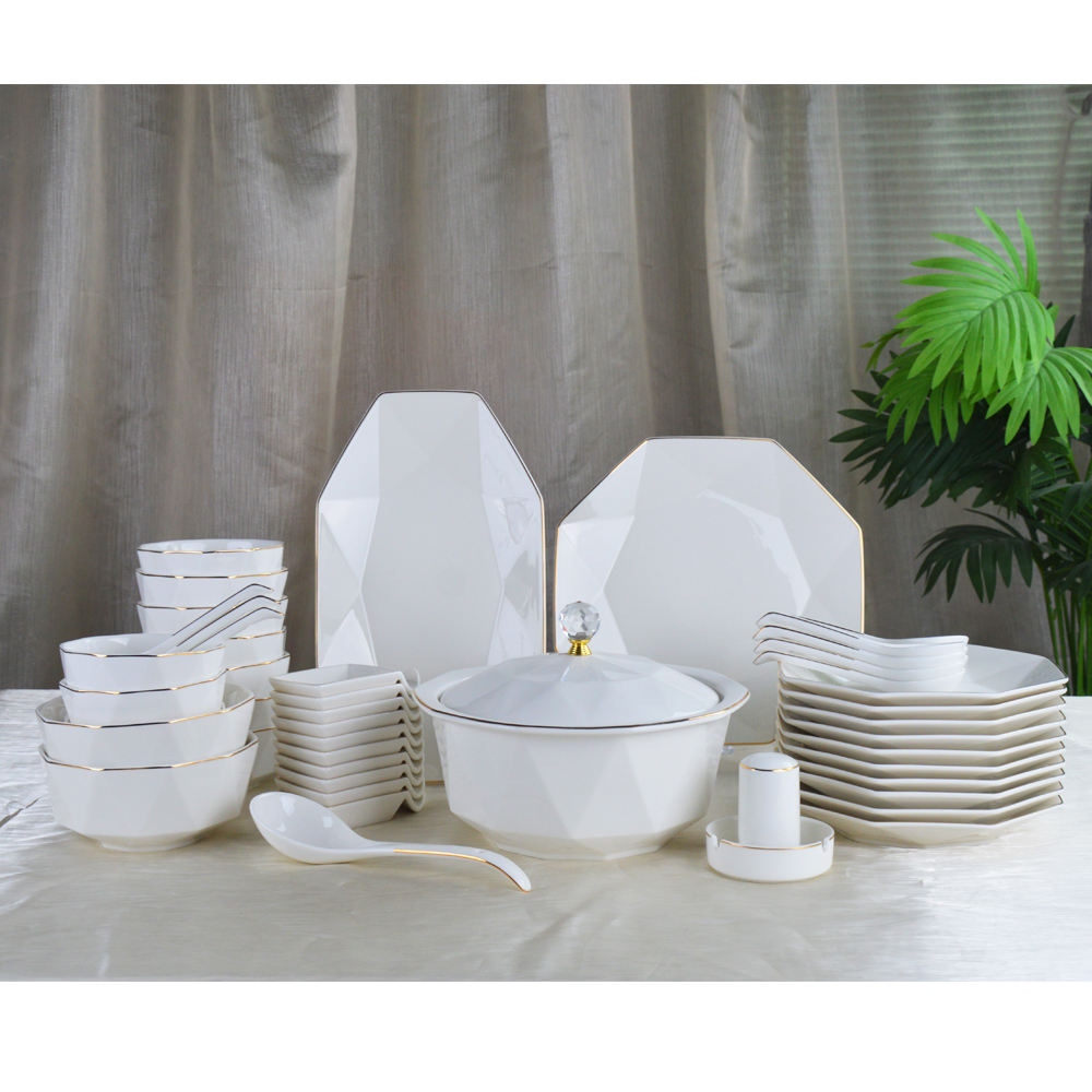 Porcelain Dinner Set with Golden Line Wholesale Available - Main Image