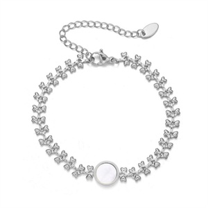 Wholesale Round Charm <b>Shell</b> 18k Gold Plated Stainless Steel Hearts <b>Bracelet</b> for Women - Product Image 2