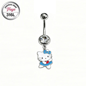 Anillos <span class=keywords><strong>de</strong></span> Ombligo Colgantes Freya <span class=keywords><strong>Kitty</strong></span> para Mujer, Anillo <span class=keywords><strong>de</strong></span> Ombligo Colgante <span class=keywords><strong>de</strong></span> Acero Inoxidable, Joyería Delicada para Piercing Corporal - Product Image 2