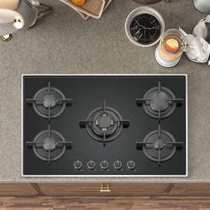 Placa de gas integrada con control táctil Panel de vidrio templado de <span class=keywords><strong>5</strong></span> quemadores Clase a Eficiencia energética para uso doméstico y hotelero - Product Image 2
