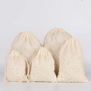 15*20cm Pure Cotton <b>Drawstring</b> <b>Pouch</b> Nature Reusable Bundle Cloth Tea Bag for Packaging Custom Logo Print Craft Use Recyclable - Product Image 1