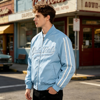Veste en nylon et polyester pour homme, style vintage, en cuir, personnalisée avec broderie chenille et motifs lettres.