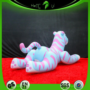 Inflatable màu hồng và màu xanh Tiger Đồ chơi tùy chỉnh Inflatable đi xe phim hoạt hình đáng yêu động vật pooltoy - Product Image 4