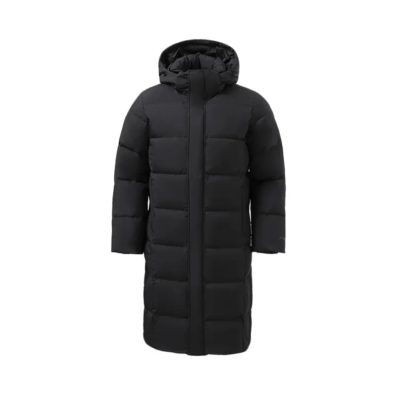 custom OEM zip Men's Winter Jacket Casual long fashion Thick outdoor men puffer jacket with Hooded black