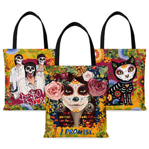 Halloween Werbe geschenke Canvas Bag Frauen Ich verspreche Schädel Katze Kürbis Ghost Witch Tragbare Einkaufstasche - Product Image 1