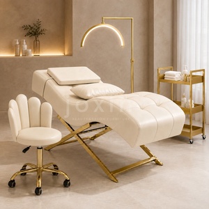 Lit <span class=keywords><strong>de</strong></span> luxe pour extensions <span class=keywords><strong>de</strong></span> cils, lit incurvé pour cils, lit <span class=keywords><strong>de</strong></span> beauté en acier inoxydable doré, mobilier <span class=keywords><strong>de</strong></span> salon <span class=keywords><strong>de</strong></span> beauté, <span class=keywords><strong>table</strong></span> <span class=keywords><strong>de</strong></span> <span class=keywords><strong>massage</strong></span> en cuir PU blanc - Product Image 3