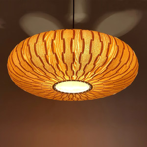 Lampe suspendue en placage de bois de style japonais, diamètre 50cm 60cm, design rustique pour la maison, restaurant, hôtel, chambre à coucher - Product Image 3