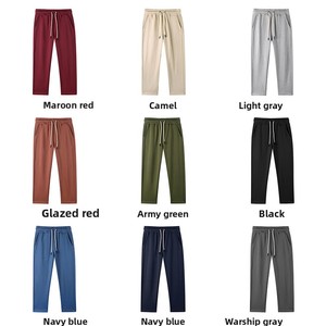 Pantalon de survêtement décontracté en coton tricoté à jambe droite pour homme, couleur unie, infrarouge lointain, 360g, pour printemps, automne et hiver - Product Image 2