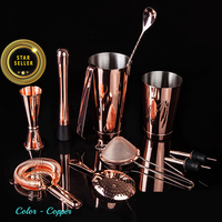 Set Perlengkapan Bar Koktail Boston dari Logam dengan Logo Kustom, Hadiah Peralatan Bar, Perak, Rose Gold, Tembaga, Baja Tahan Karat, Kit Bartender