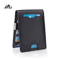 Grosir dompet pria pemblokir RFID kustom pemegang kartu kredit kulit ramping sederhana pria