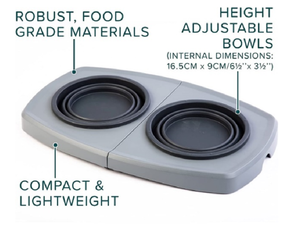 Mangkuk makanan tinggi meja makan dapat disesuaikan bingkai plastik 3 ketinggian <span class=keywords><strong>2</strong></span> silikon lipat mangkuk anjing naik - Product Image 5