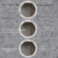 Espejo de Baño LED Circular HD Moderno y Sencillo con Marco de Vidrio, Alimentado por Enchufe, Montado en Pared, para Hoteles y Uso Doméstico, Venta al por Mayor Transfronteriza