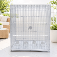 Cage de Vol Décorative Blanche pour Oiseaux, Cage en Fil Métallique avec Perchoir et Plateau Amovible, Cage d'Élevage pour Canaris, Pinsons, Perroquets