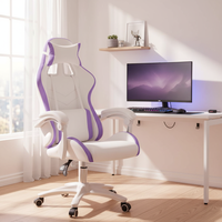 Chaise de bureau pivotante confortable pour fille, couleur violette, avec fonction de levage et d'inclinaison, chaise de jeu avec repose-pieds