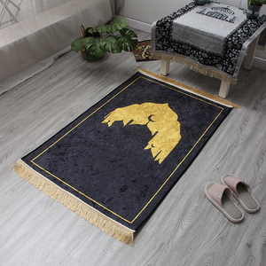 Tapis imprimé jacquard antidérapant Tapis de prière en mousseline à motif abstrait fabriqué à la machine - Product Image 5