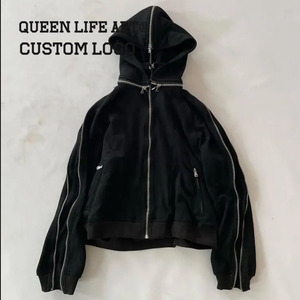 Giacche con cerniera personalizzate doppio 3 triplo strato con cappuccio da uomo Over Size in cotone pesante 300g <span class=keywords><strong>felpa</strong></span> con cappuccio Unisex in spugna francese - Product Image 4