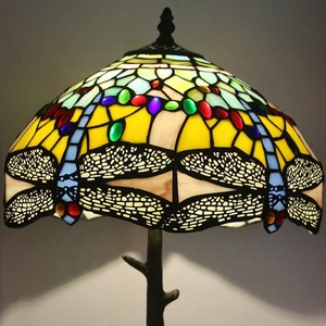 LongHuiJing European Multicolored Dragonfly Design Stained Glass LED Bedside Lamp for Living Room-Adjustable & Eco-Friendly - Product Image 4