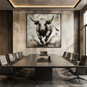 Decoración de Pared, Lienzo Hecho a Mano con Textura, Toro Abstracto, Vaca de las Tierras Altas, Arte Moderno, Pintura de Animales - Product Image 6
