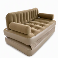 Canapé gonflable d'extérieur en PVC floqué kaki, épais, durable, imperméable, capitonné, pliable, avec pompe électrique intégrée