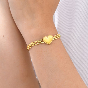 Bracelet de montre en acier inoxydable tendance, maillons en forme de cœur, étanche, réglable, unisexe, pour le quotidien et le style urbain, bijou. - Product Image 5