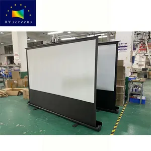 xyscreen 60-100 inch manual pull up floor rising projection screen with fiber glass