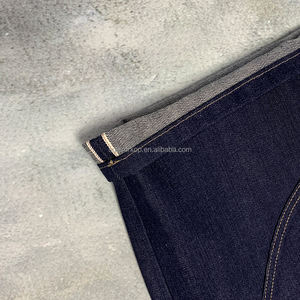 Custom Quality Cotton Pants Embroidery Logo Heavyweight 15 OZ Wide Leg Straight Light Wash Raw Selvedge <strong>Denim</strong> <strong>Jeans</strong> for Men - Product Image 2
