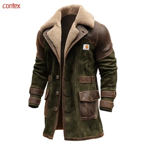 Canvas <strong>Men's</strong> Natural Jacquard Eisenhower Vintage <strong>Brown</strong> Suede <strong>Leather</strong> and <strong>Faux</strong> Fur Lined <strong>Jacket</strong> - Product Image 1