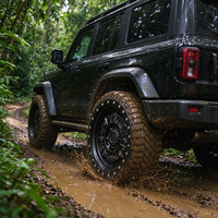 Jante tout-terrain robuste de 17 pouces en alliage d'aluminium pour véhicule 4x4, modèle 250 noir à 6 trous