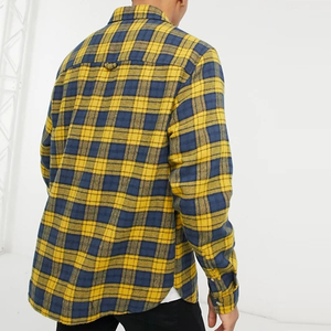 Chemise en flanelle à carreaux écossais bleu et <span class=keywords><strong>jaune</strong></span>, nouvelle mode, <span class=keywords><strong>surchemise</strong></span> en flanelle brossée personnalisée, poches poitrine, chemise en flanelle pour <span class=keywords><strong>homme</strong></span> - Product Image 2