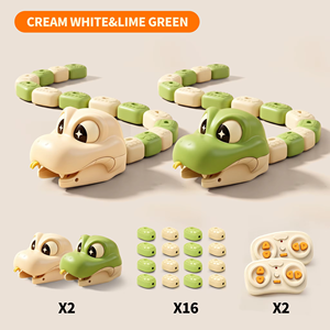 Jeu électronique interactif sonore et lumineux pour enfants : Serpent mangeur magnétique double interactif, jouet éducatif télécommandé en forme d'animal - Product Image 1