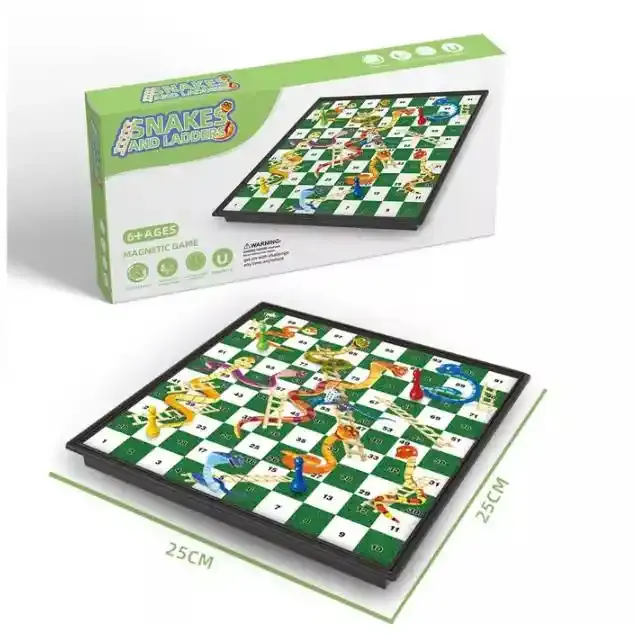 Commercio all'ingrosso di plastica portatile nuovo magnetico pieghevole pazzo gioco di scacchi Set Ludo serpenti e scale gioco per bambini educativo