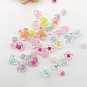 Cuentas de colores mixtos con forma de corazón, estrella y mariposa de Aomiao, de 8-16 mm, con agujeros rectos, para decoración de cadenas de teléfono DIY. - Product Image 3
