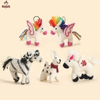 Porte-clés licorne arc-en-ciel mignon en feutre de laine fait main de Yiwu, accessoire de poupée, matériau de tissage, pour bébé 31cm-50cm, 0-24 mois