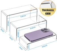 Rehausseurs en acrylique pour la présentation des aliments, taille personnalisée, présentoir de buffet en acrylique transparent, présentoir en acrylique en forme de U, marches de présentation en acrylique