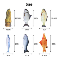 Jouet à mâcher en coton PP en forme de chat de dessin animé, oreiller en peluche poisson, faible MOQ, jouet doux en peluche pour chat, soulage l'ennui, divertissement pour animaux de compagnie, vente en gros