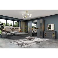 LEIZI Ensemble de chambre à coucher de luxe au minimalisme italien moderne, armoire, grand lit, matériau MDF, emballage amovible, meubles de maison