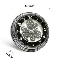 Haut de gamme Vintage Design Gear Clock Moderne Quartz Mur Monté Gear Rétro Industriel Horloge Ronde Artisanat Horloge