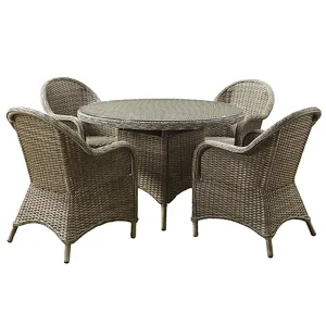 Hotel Use Garden Wicker Furniture Outdoor Patio Rattan Dining Table 4 Chairs For Coffee Shop