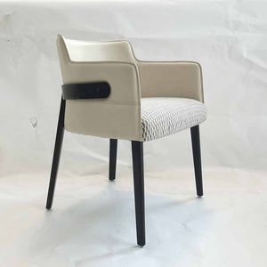 Chaise Leag en bois noir siège de selle chaise de salle à manger dos tissu rembourré meubles de maison en cuir d'origine moderne - Product Image 3