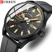 Kurren 8421 новый дизайн кварцевые часы инновационный Календарь Водонепроницаемый силиконовый ремешок зеленый 12 часов Стоп Часы Relogio Masculino